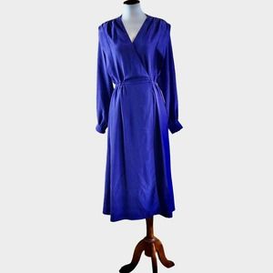 Pierre Cardin Vintage Wrap Dress Purple V-Neck Beaded Sequins